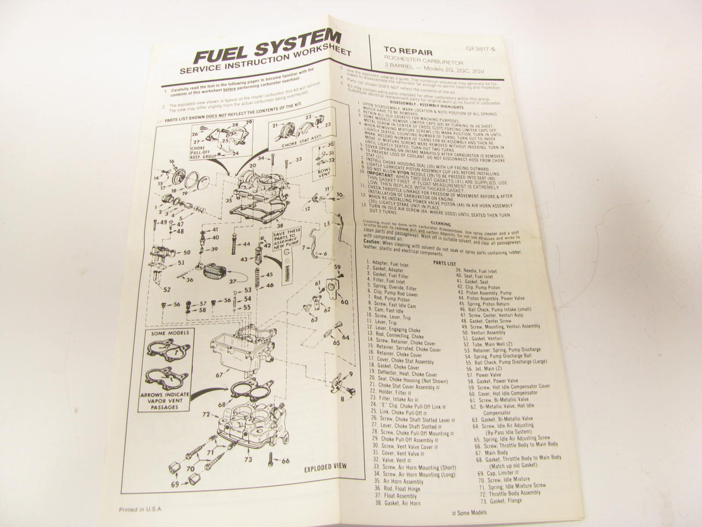 Hygrade 645A Carburetor Repair Kit - 1973 Chevy Checker GMC Rochester 2BBL