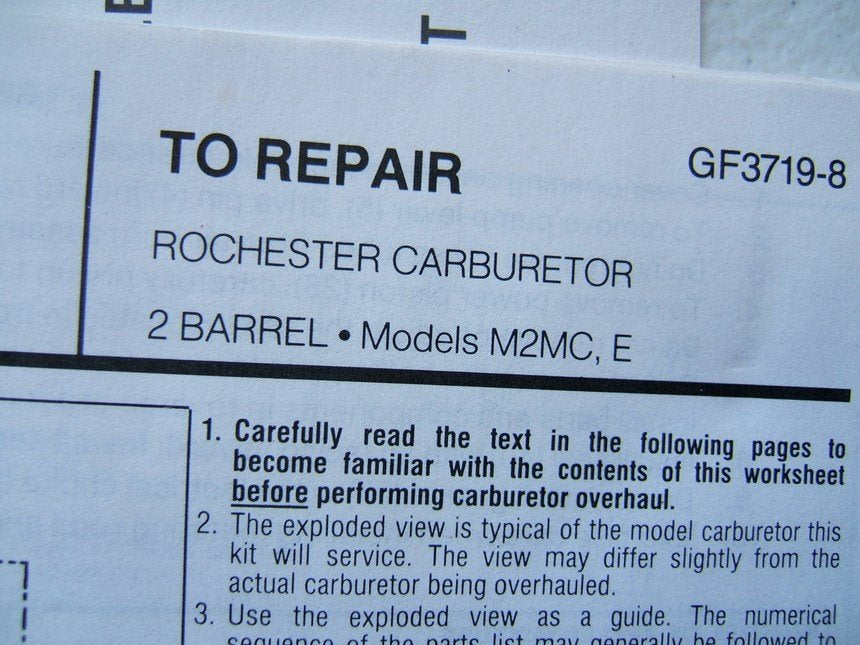 Hygrade 939A Carburetor Rebuild Kit - Rochester 2-BBL M2MC