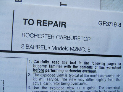 Hygrade 939A Carburetor Rebuild Kit - Rochester 2-BBL M2MC