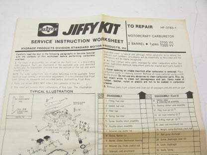 Hygrade 968 Carburetor Rebuild Kit Repairs Motorcraft Model 2700VV, 7200VV 2-BBL