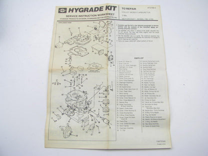 Standard Hygrade 980 Carburetor Rebuild Kit 1978-80 Ford Fiesta 1.6L Holley 740