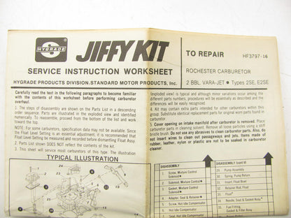 Hygrade 987 Carburetor Rebuild Kit 1979-80 Chevy 250 4.1L I6 2BBL 2SE Rochester