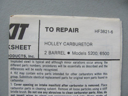 Hygrade 993 Carburetor Rebuild Kit - 1978-1979 Ford W/ Holley 5200, 6500 Carb