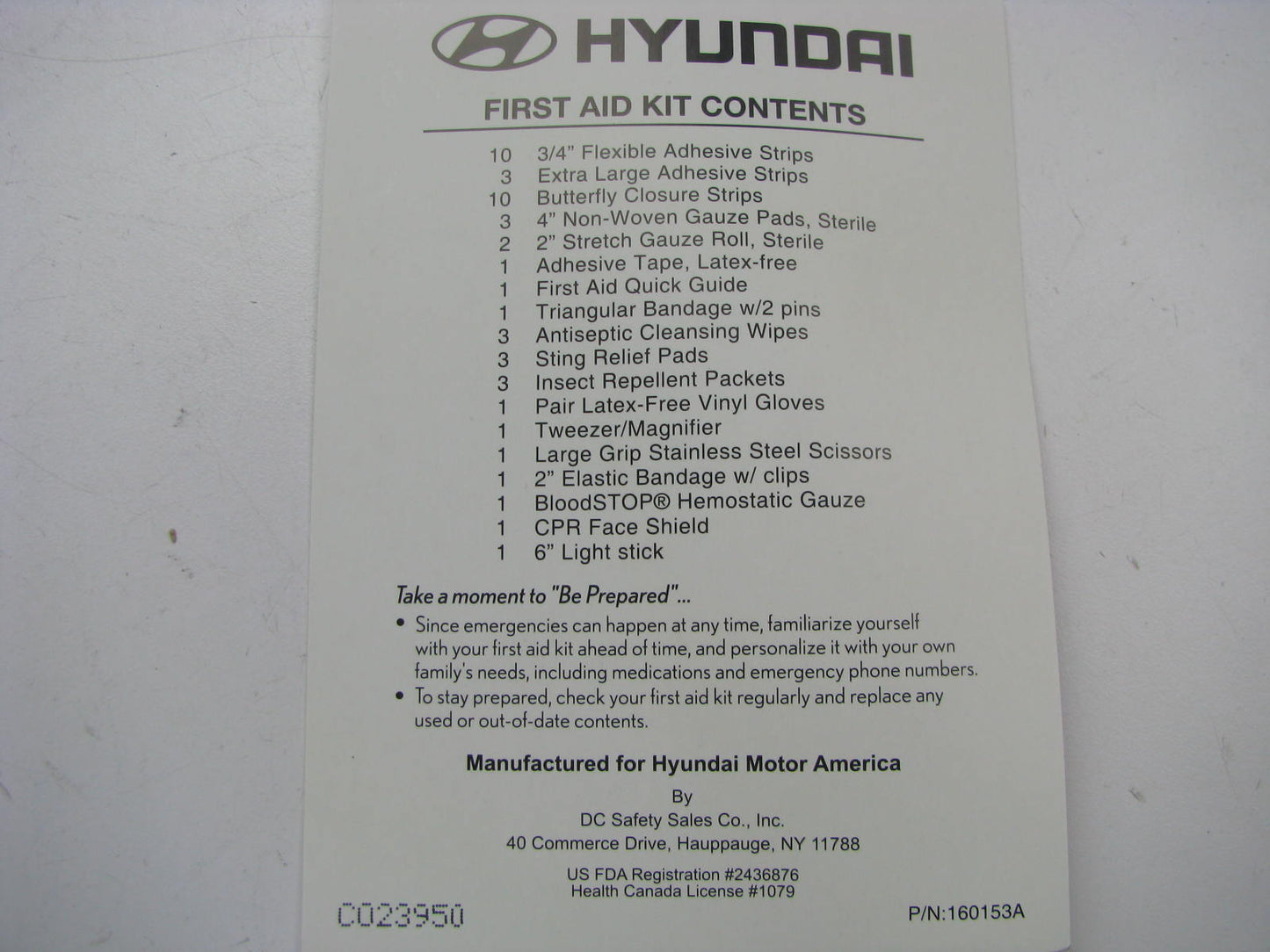 NEW GENUINE OEM 00083ADU00 First Aid Kit For Hyundai