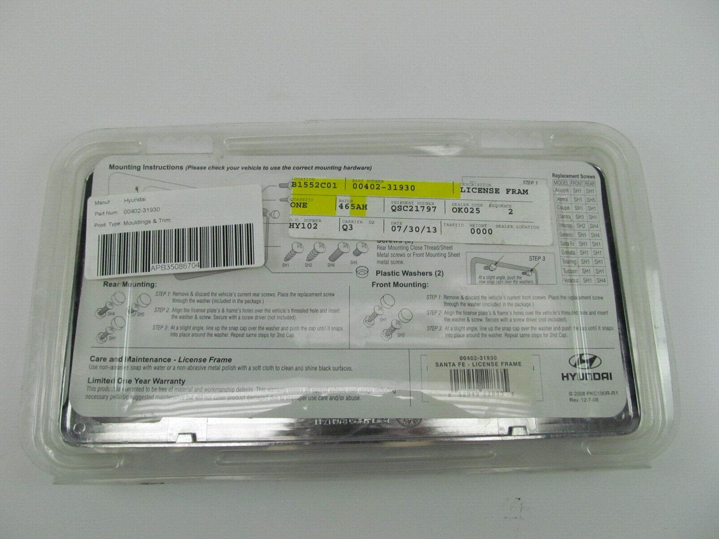 NEW GENUINE Chrome License Plate Frame Holder OEM For 2005-2023 Hyundai Santa Fe