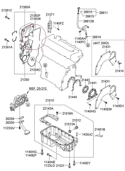 New OEM Timing Belt Cover Upper Gasket OEM For 1997-2012 Hyundai 2.0L 2136323600