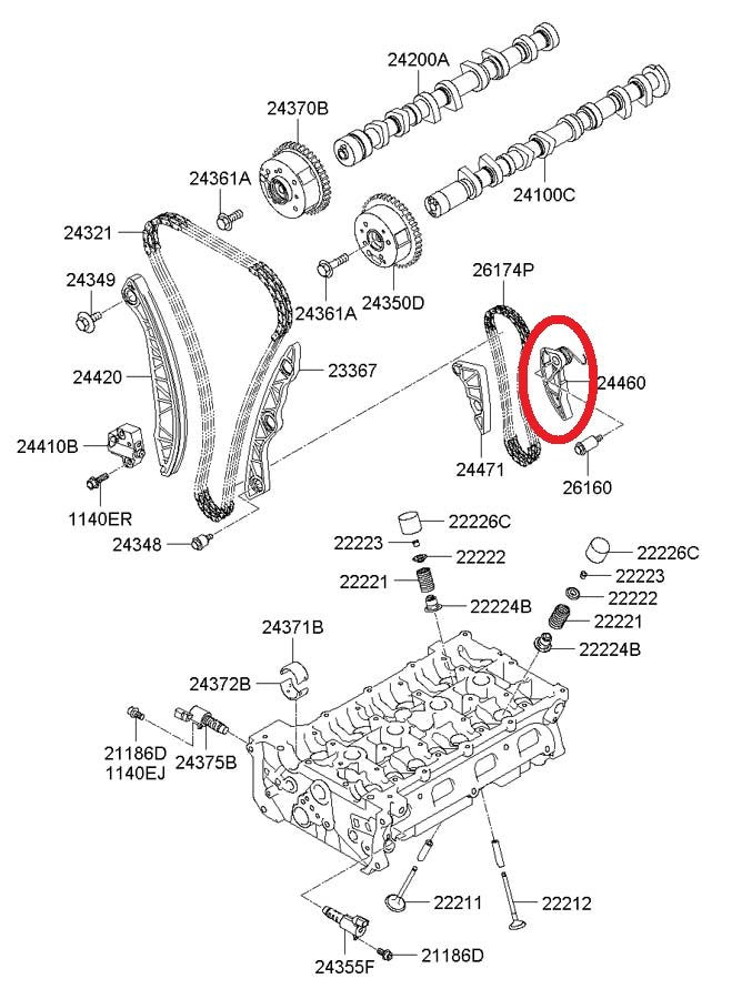 New OEM Oil Pump Chain Tensioner Adjuster Arm For 10-14 Genesis Coupe 2.0L