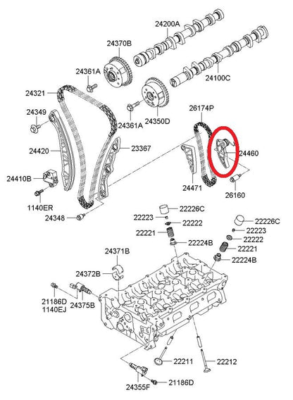 New OEM Oil Pump Chain Tensioner Adjuster Arm For 10-14 Genesis Coupe 2.0L