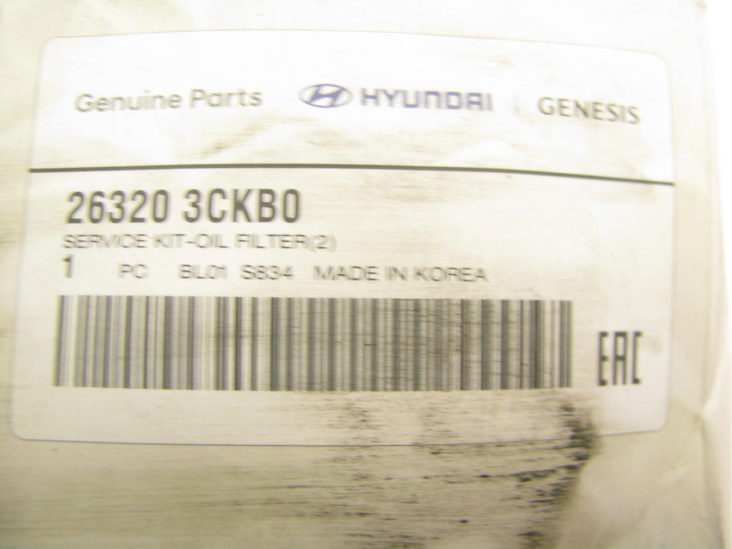 NEW - OEM 263203CKB0 Engine Oil Filter For 2015-2020 Genesis 3.8L-V6