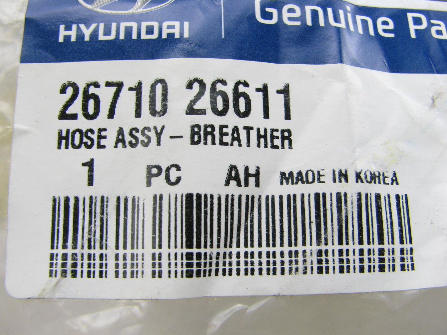 NEW - OEM 2671026611 Valve Cover Air Breather Hose For 00-02 Hyundai Accent 1.6L