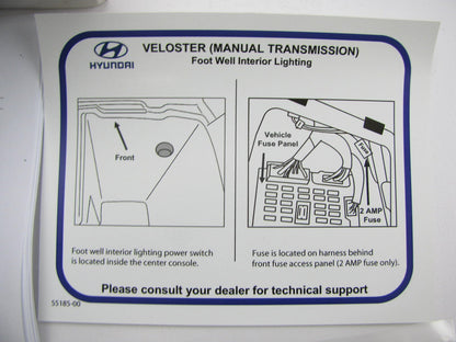 Interior Foot-well Lighting Kit Manual Transmission Harness For 12-15 Veloster