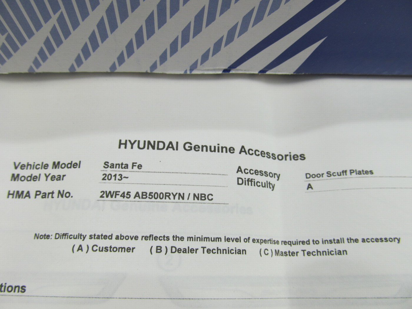 NEW - OEM 2WF45AB500NBC Door Sill Scuff Plates For 2011-14 Hyundai Santa Fe