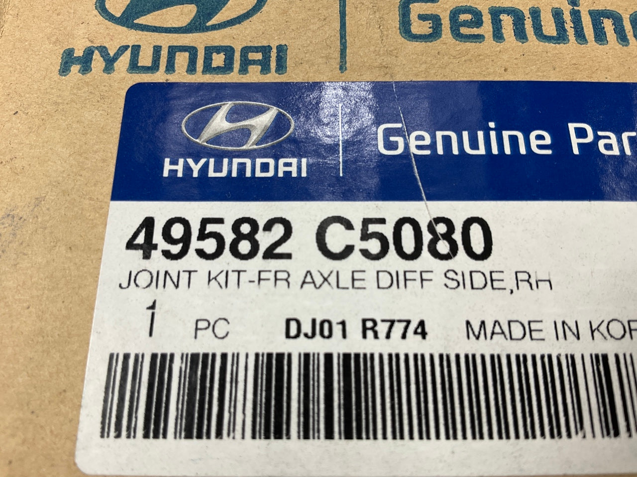 Front Right CV Axle Joint, Diff Side Rubber Boot Kit OEM For Hyundai 49582C5080