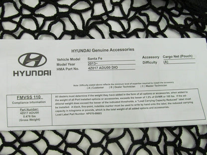 NEW GENUINE Rear Cargo Net OEM For 2013-2015 Hyundai Santa Fe  4Z017ADU00