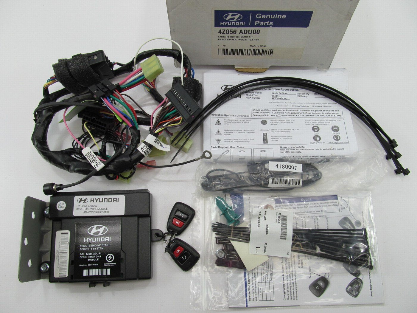 NEW Remote Start Kit With Key Fobs OEM For 2013-2015 Hyundai Santa Fe 4Z056ADU00