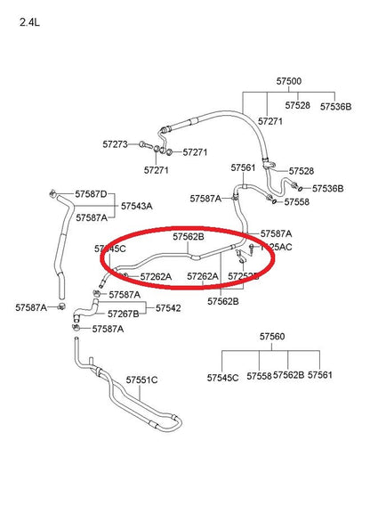 NEW - OEM Power Steering Return Hose Tube For 2001-2006 Santa Fe 2.7L 5756226100
