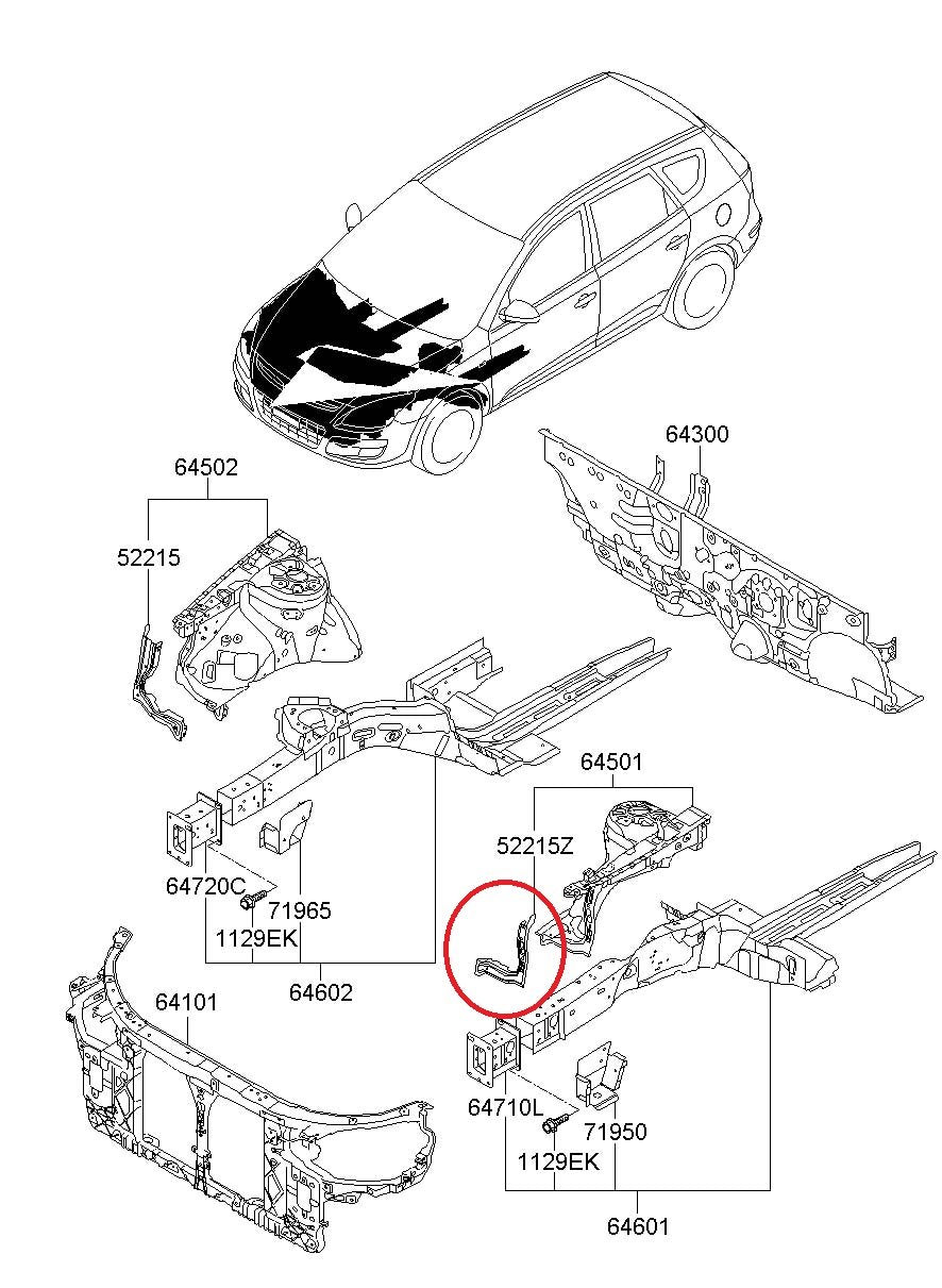 Left Fender Reinforcement Metal Bracket For 2008-2012 ELANTRA TOURING WAGON ONLY