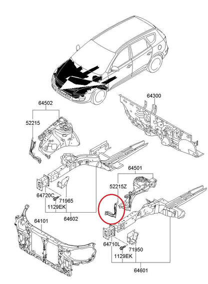 Left Fender Reinforcement Metal Bracket For 2008-2012 ELANTRA TOURING WAGON ONLY