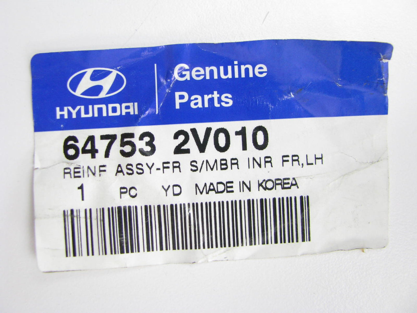 NEW - OEM INNER Fender Rail Reinforcement Support LEFT Side For 2012-16 Veloster