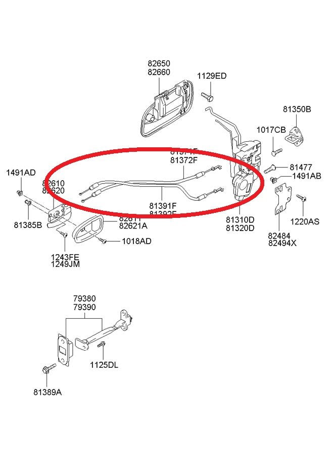 New OEM Front Door Lock Cable Right Passenger For 01-06 Elantra 813722D001