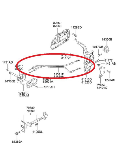 New OEM Front Door Lock Cable Right Passenger For 01-06 Elantra 813722D001
