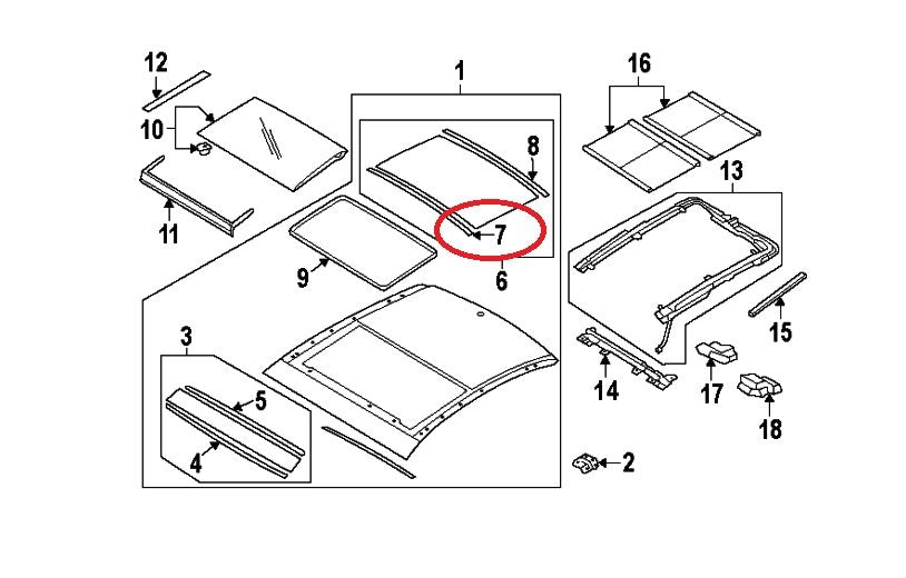 PANORAMIC SUNROOF Rear Glass Front Weatherstip Seal OEM For 2012-2017 Azera