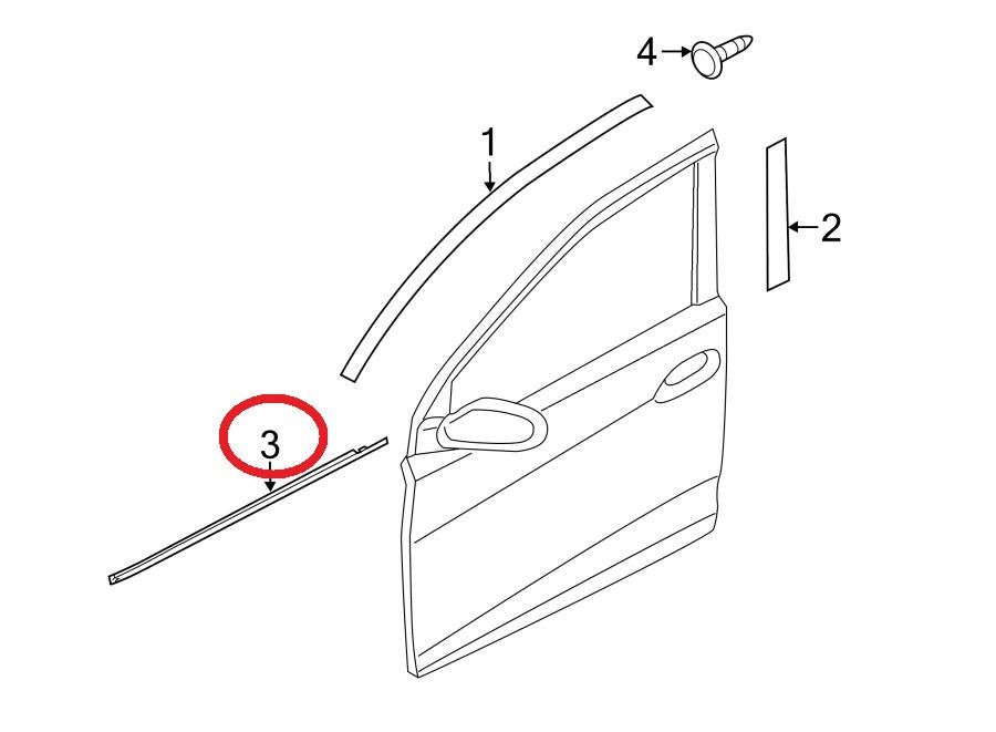Front Left Door Top Weather Strip OEM For 2014-2015 Hyundai Elantra 822313X500