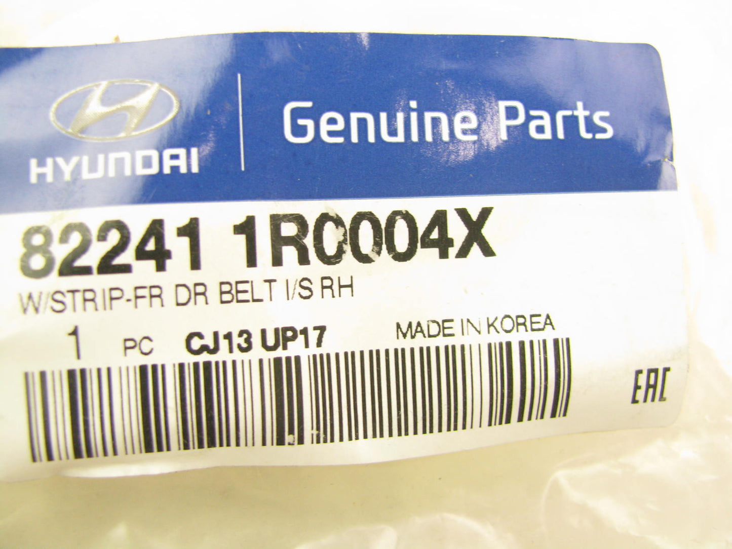 NEW - OEM 822411R0004X Front Right Door Window Seal For 2013-2017 Hyundai Accent