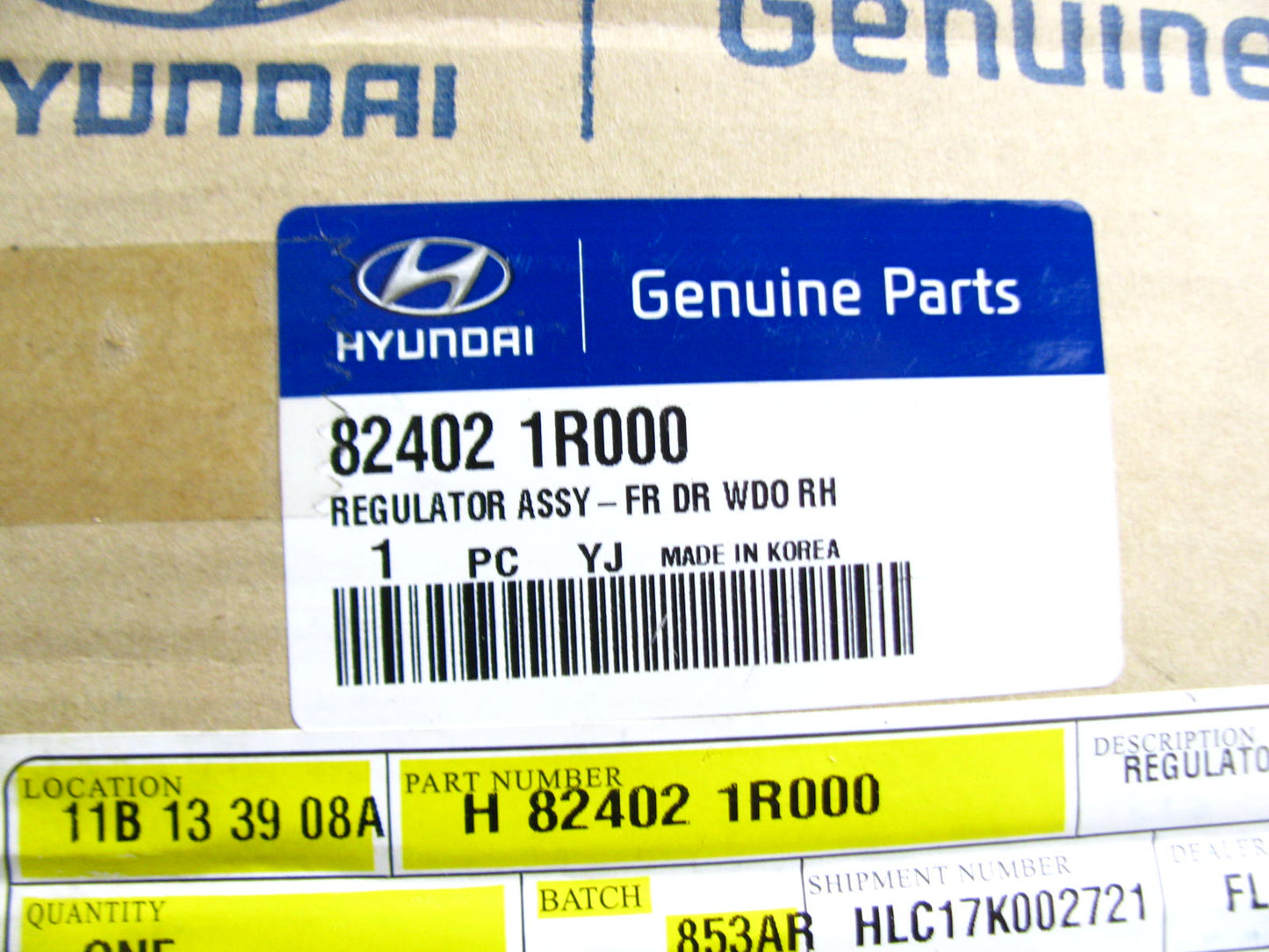 NEW 824021R000 FRONT RIGHT Window Regulator OEM For 11-17 Hyundai Accent