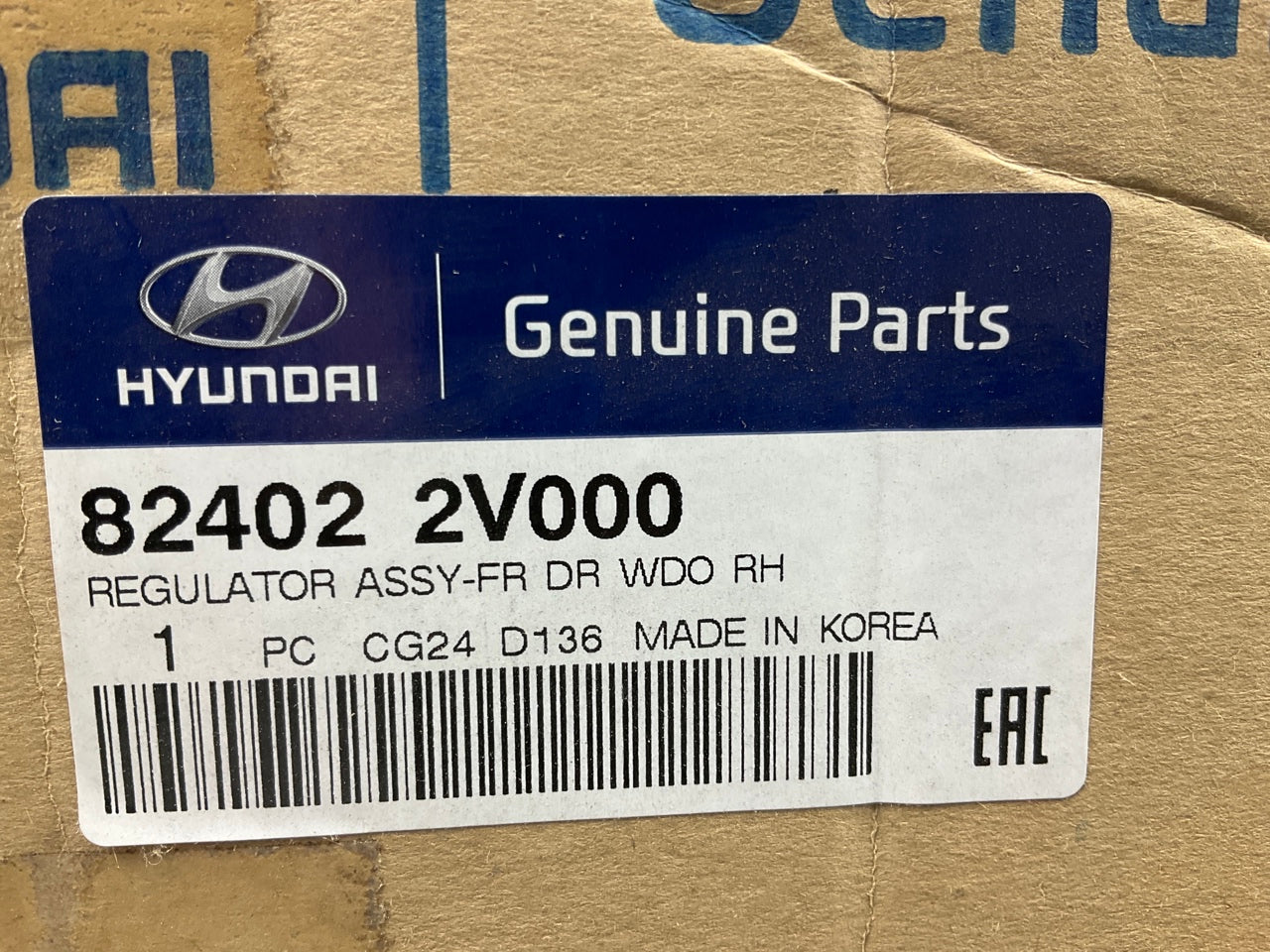 NEW OEM 824022V000 Front Right Power Window Regulator For 12-17 Hyundai Veloster