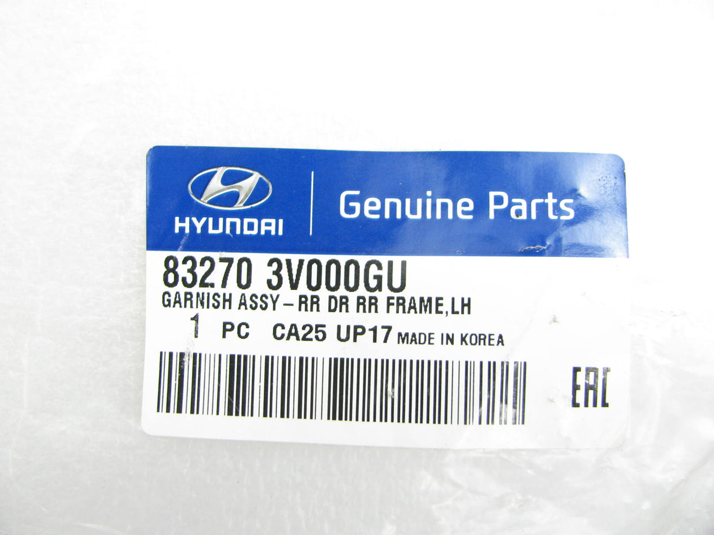 NEW - OEM 832703V000GU Rear Left Door Reveal Molding For 2012-2017 Hyundai Azera
