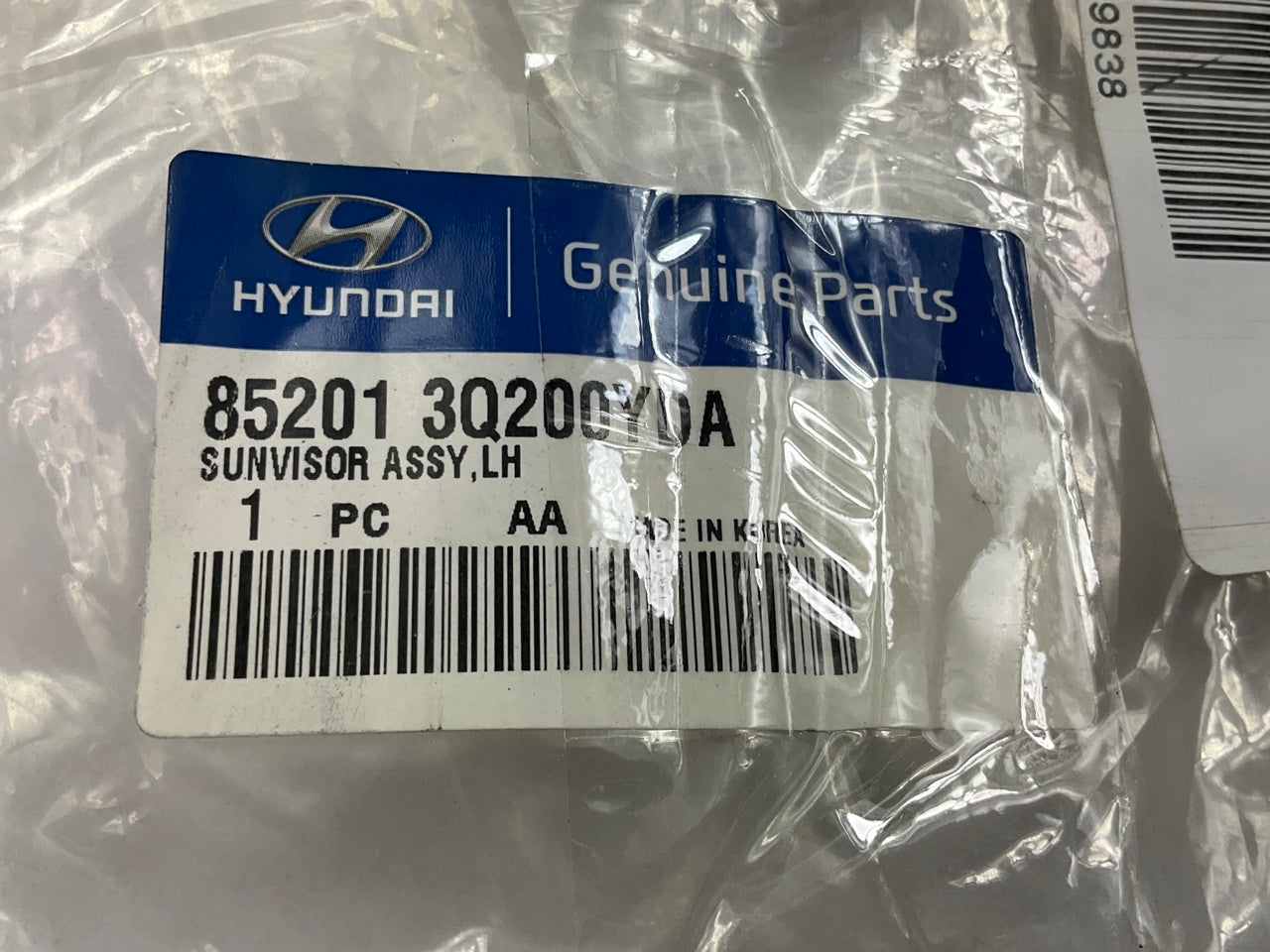 NEW Left Drivers Sun Visor OEM For 2012-14 Sonata W/ PANO Sunroof 852013Q200YDA