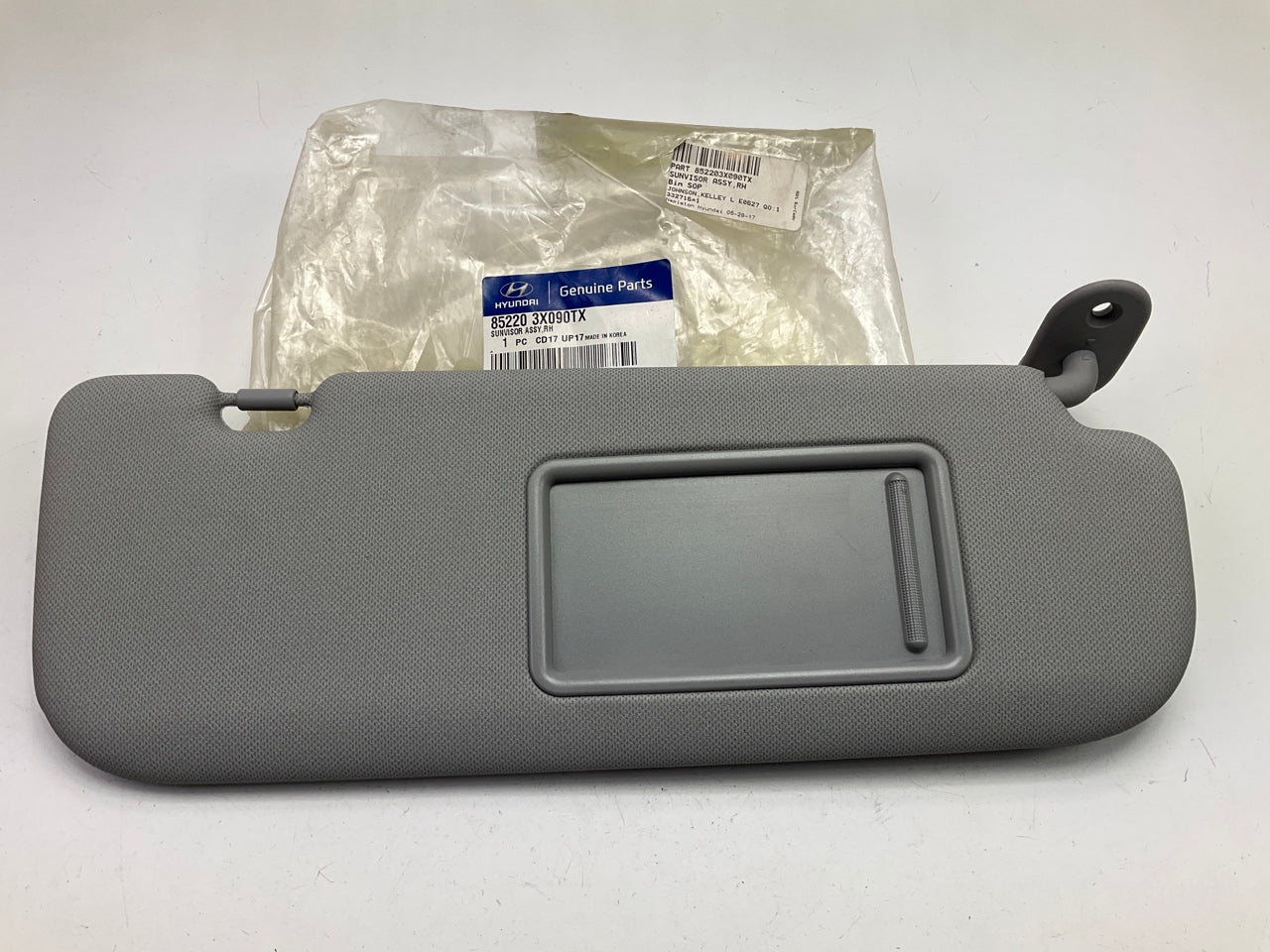 NEW Right Gray Sun Visor OEM For 11-13 Hyundai Elantra W/O Sunroof 852203X090TX