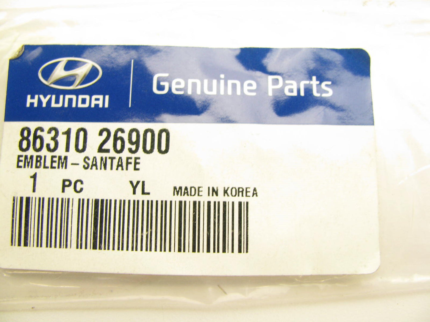 NEW - OEM Lift Gate Rear Emblem Badge Nameplate For 01-06 Santa Fe 8631026900
