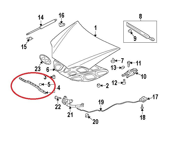 Front Hood Seal Weatherstrip Seal OEM For 2001-2008 Hyundai Tiburon 864352C000
