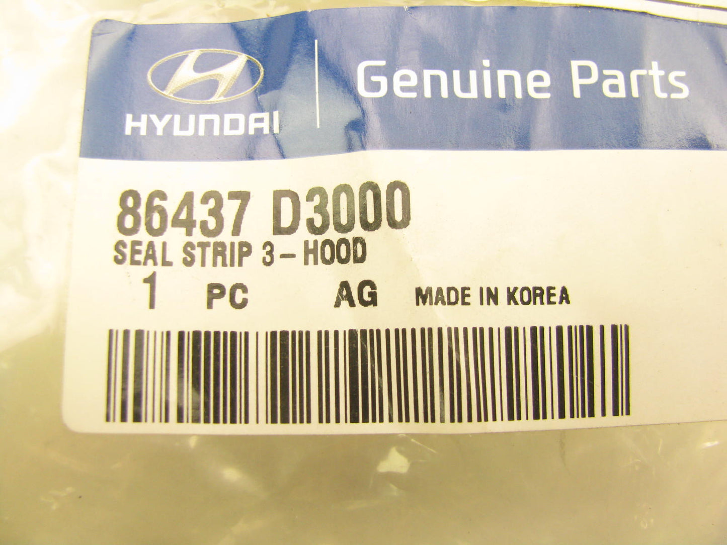 NEW - OEM 86437D3000 Inner Hood Weatherstrip Seal For 2016-2020 Hyundai Tucson