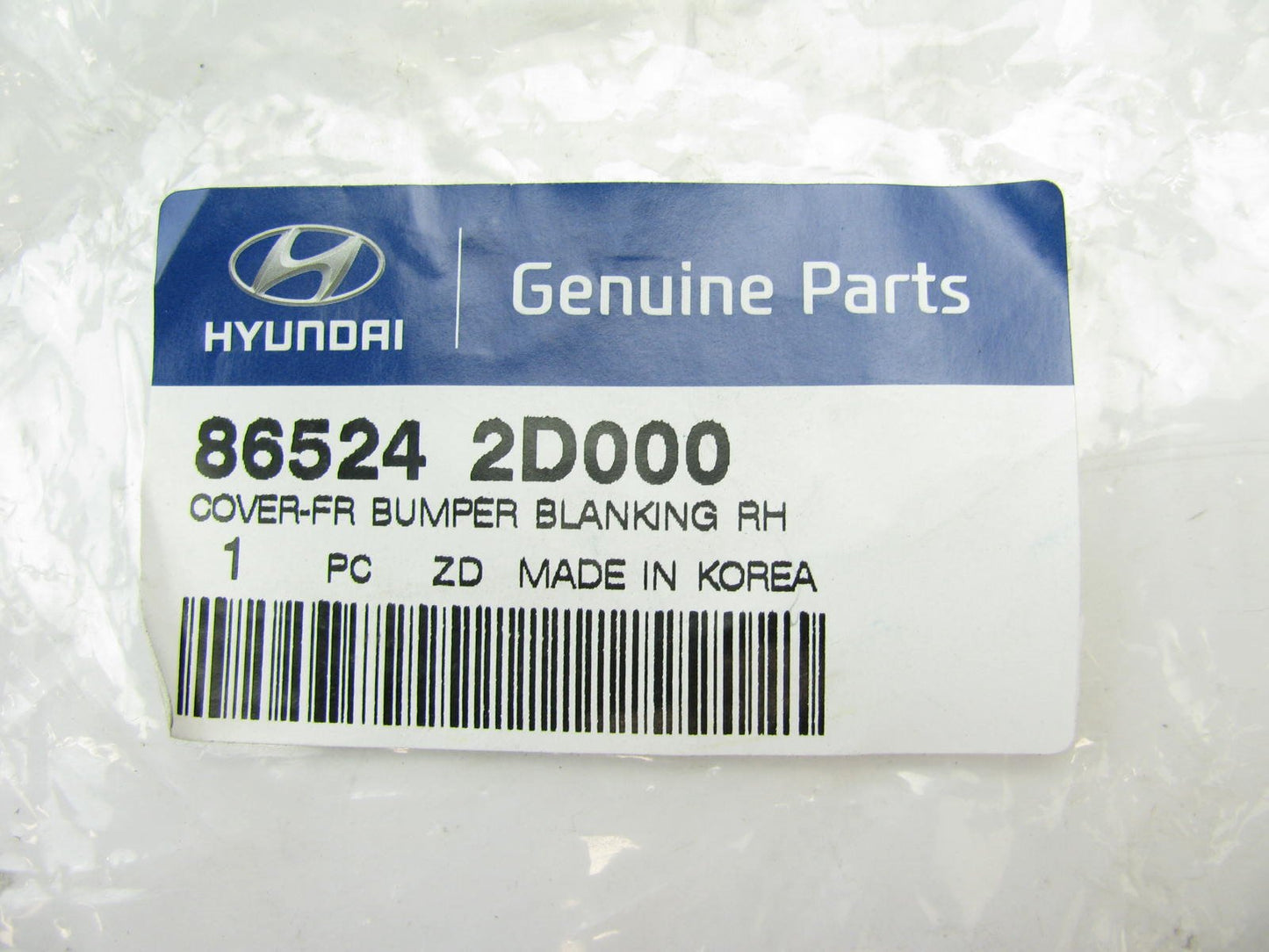 New Front Right Bumper Blanking Cover 865242D000 OEM For 2001-03 Hyundai Elantra
