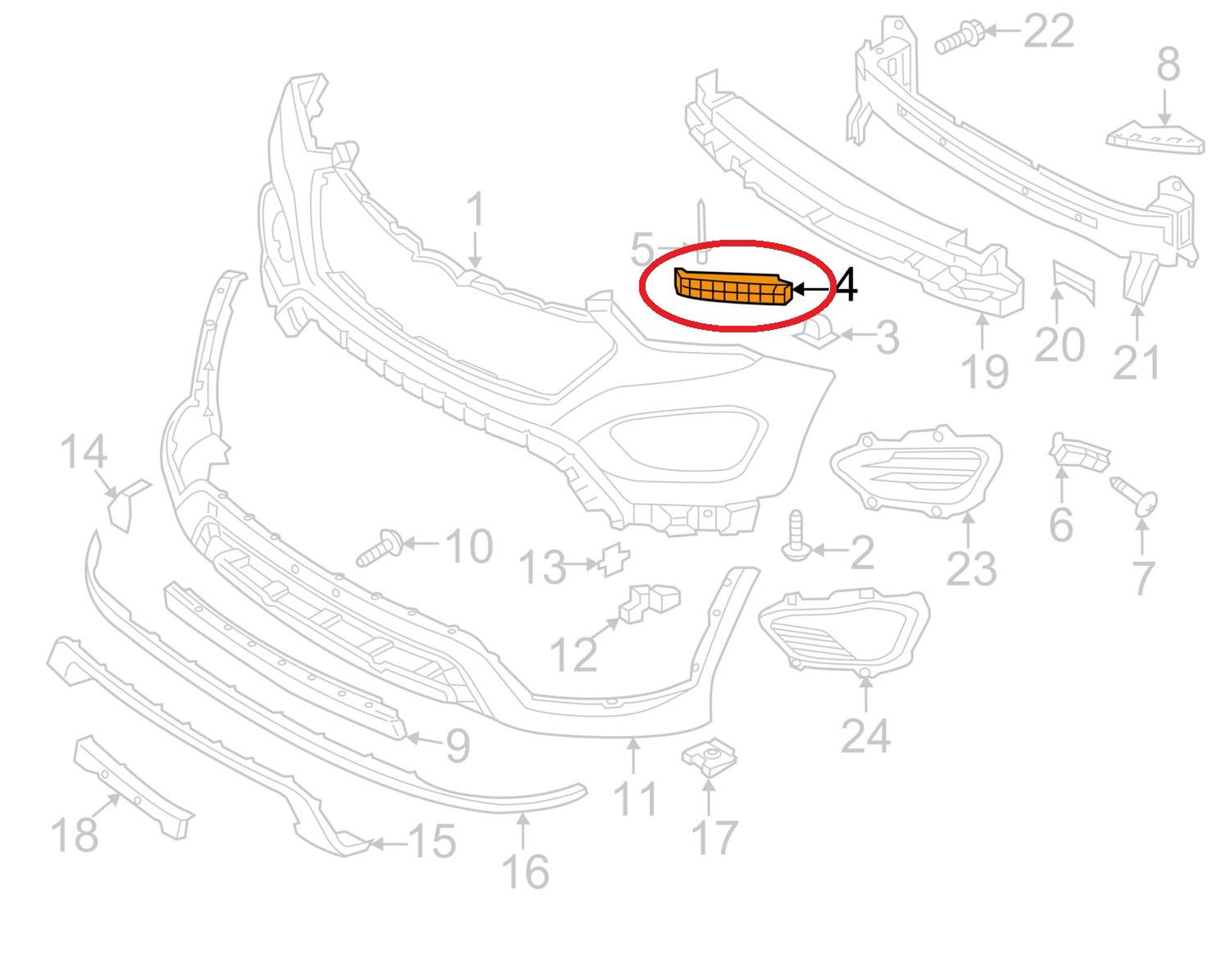 New Front Bumper Grille Outer Bracket Left Driver For 13-15 Santa Fe 86527B8000