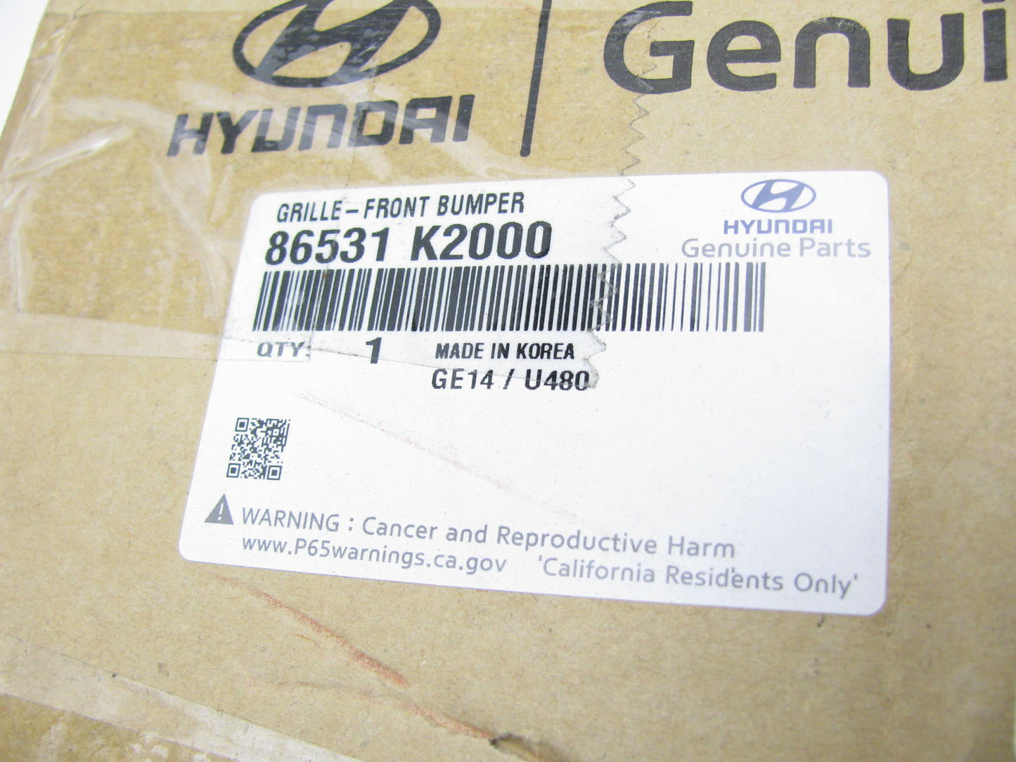 NEW Front Bumper Grille, Lower, OEM For 2020-2024 Hyundai Venue 86531K2000