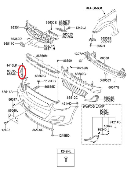 NEW - OEM 865841R000 Front Right Bumper Side Mounting Bracket For 2012-14 Accent