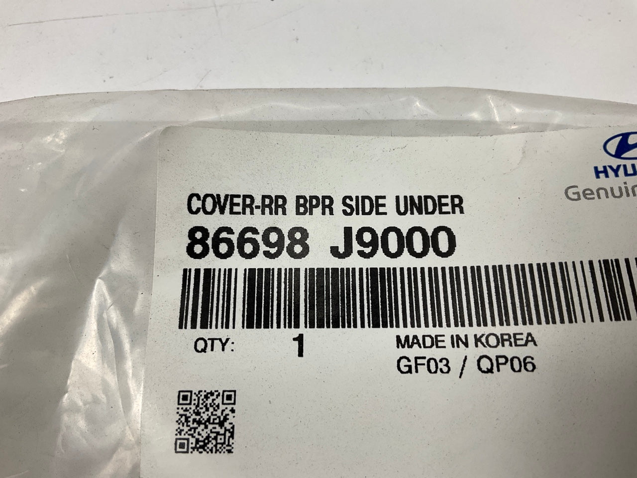 Rear Bumper Side Under Cover Panel OEM For 2018-2022 Hyundai Kona 86698J9000