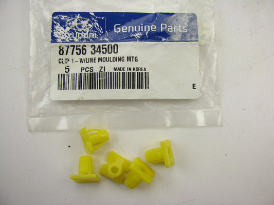 (5) NEW GENUINE Side Moulding Mounting Cilps Yellow Oem For Hyundai 8775634500