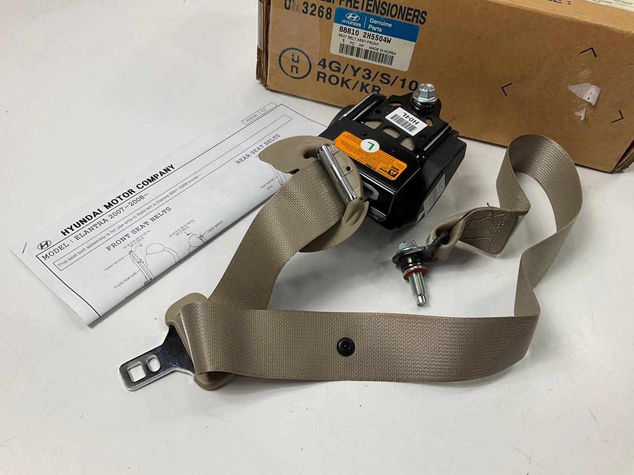 NEW Front Left Drivers Seat Belt Beige OEM For 2007-2010 Elantra 888102H5504W