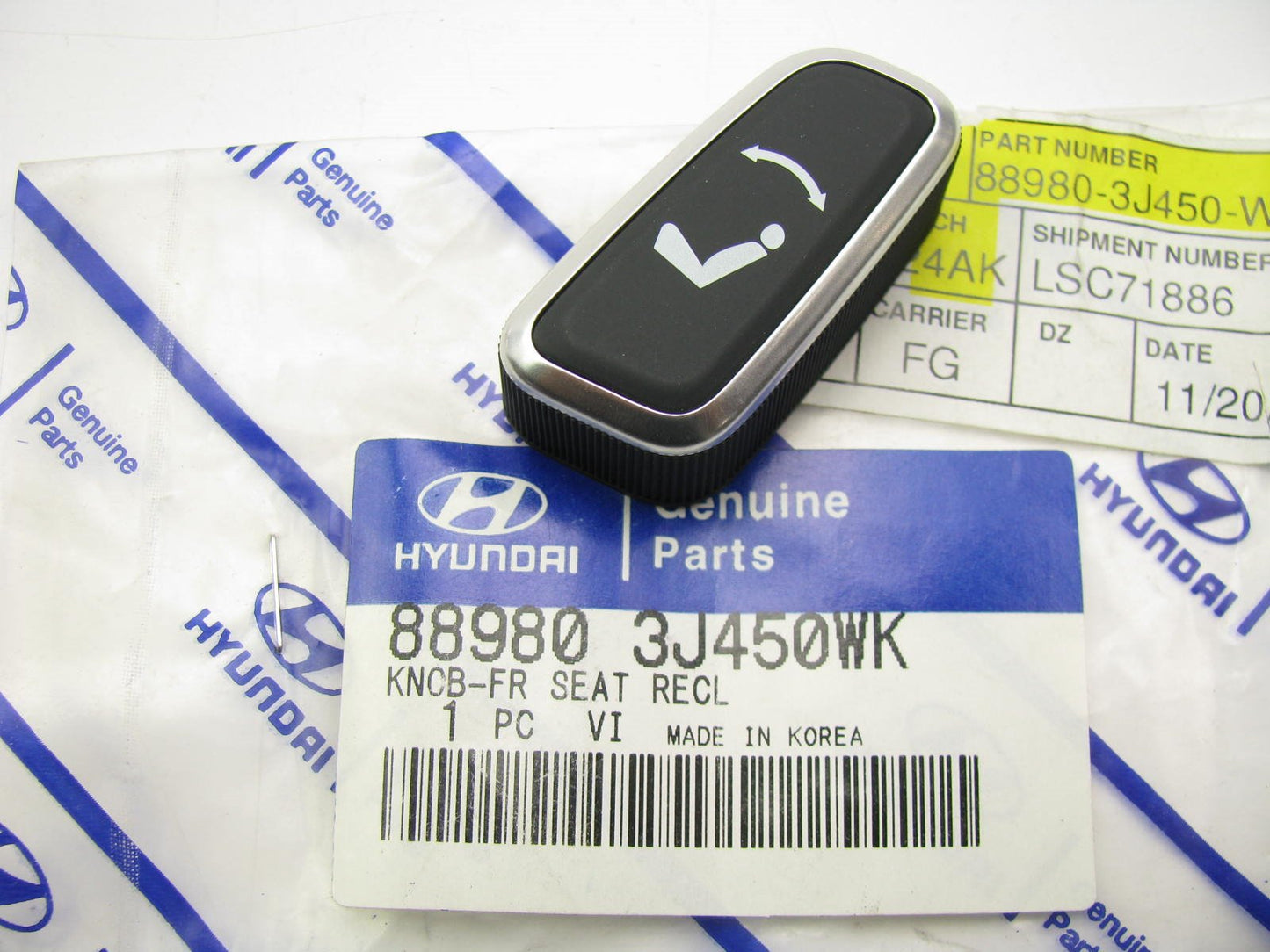 NEW - OEM Front Seat Recline Adjust Knob BLACK For 2007-12 Veracruz 889803J450WK