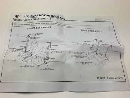 NEW - OEM 898103V500RY Rear Left Seat Belt Retractor For 2011-16 Hyundai Azera