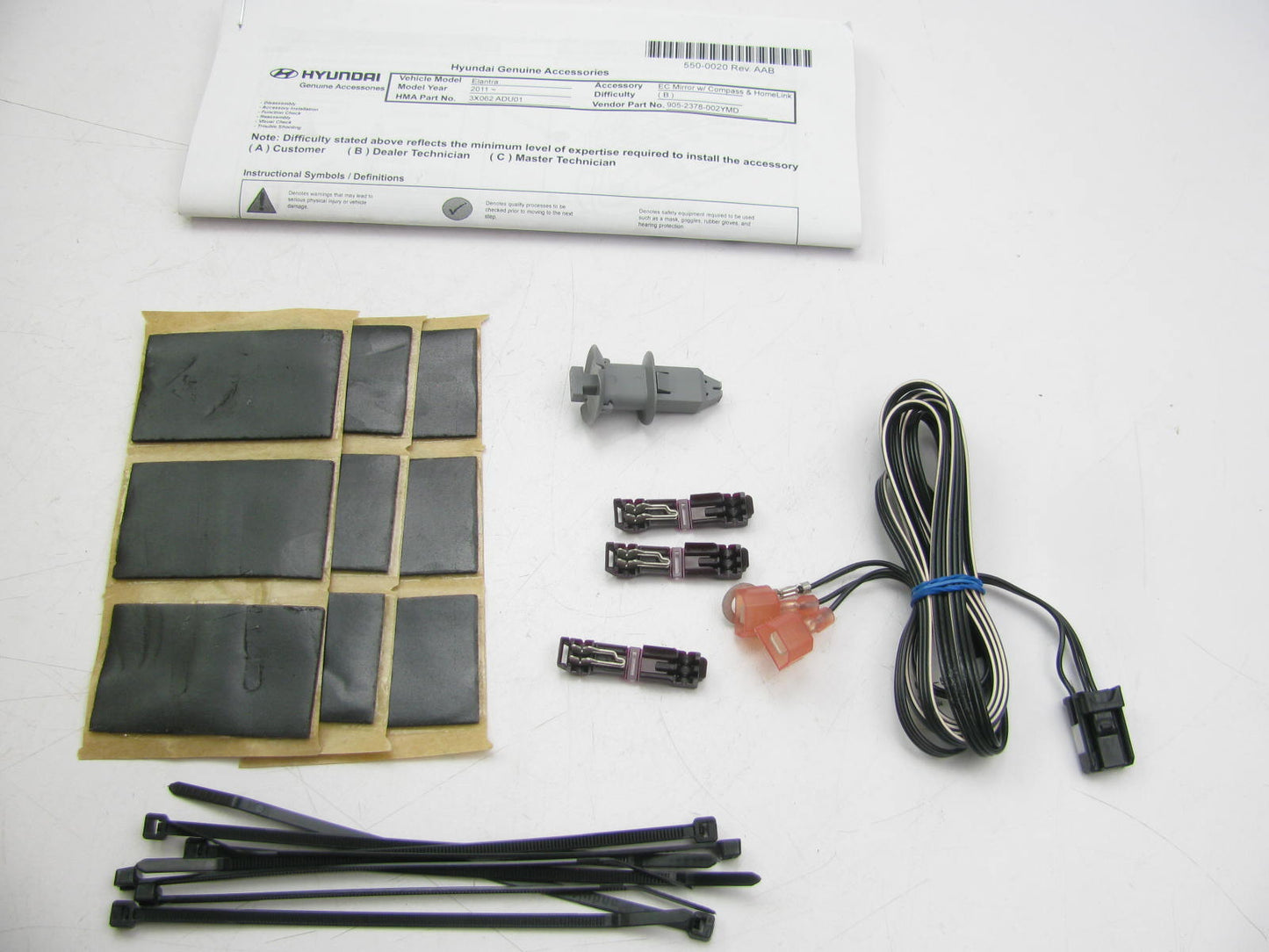 NEW - OEM 3X062ADU01 EC Homelink Auto-dimm Mirror Installation Kit For Hyundai