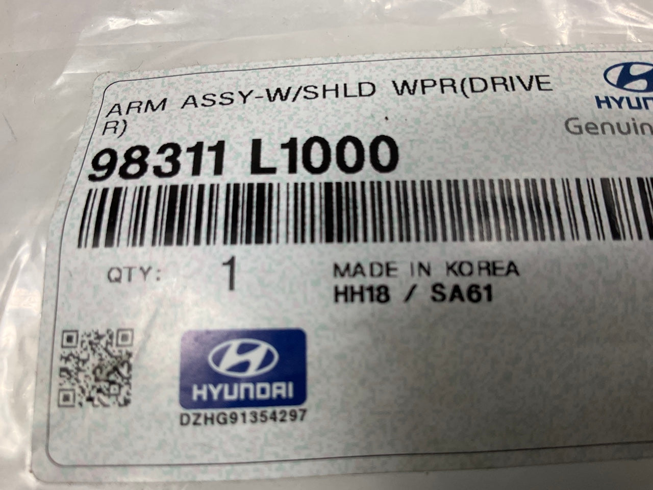 Left Drivers Side Windshield Wiper Arm OEM For 20-23 Hyundai Sonata 98311L1000