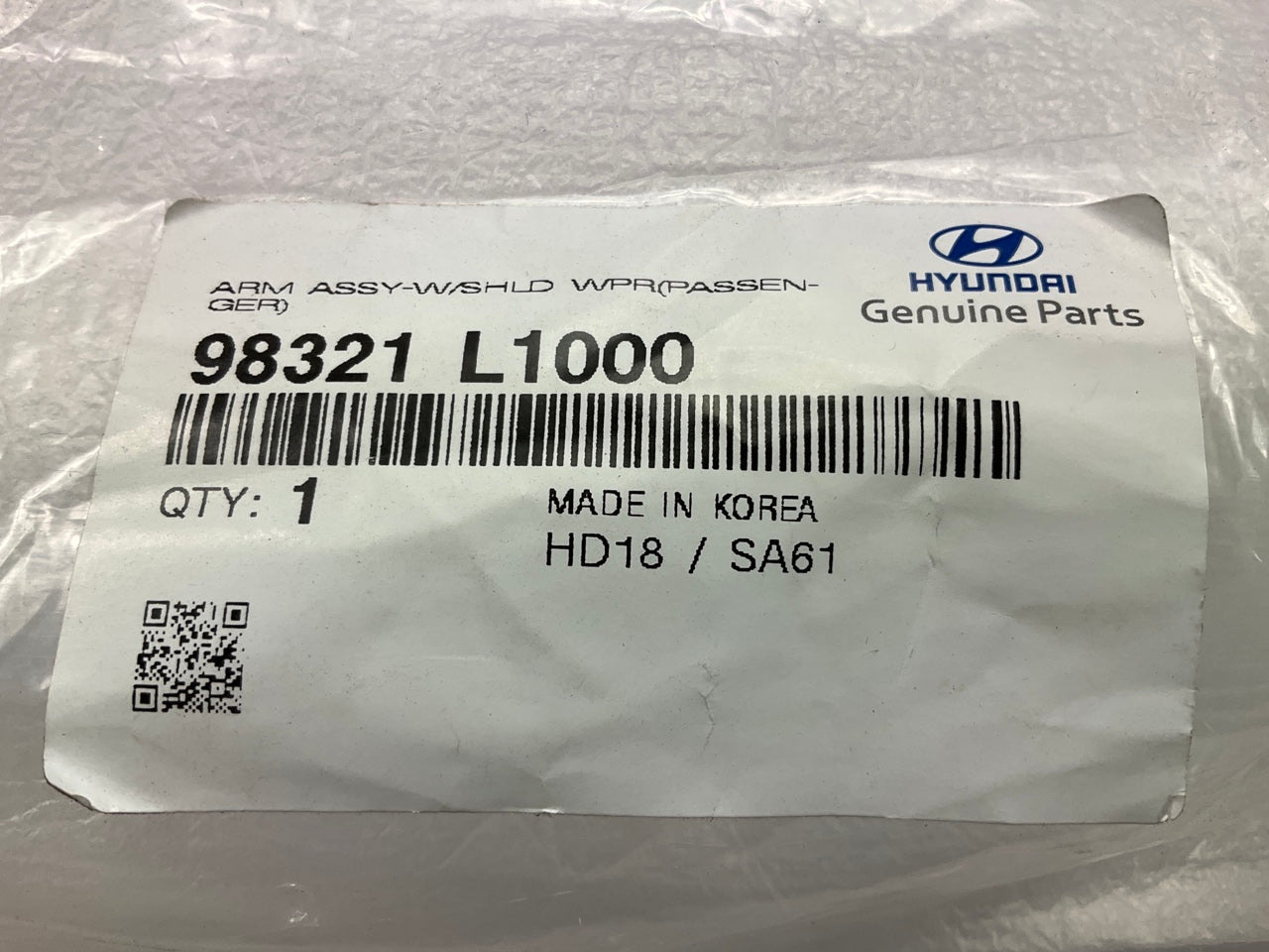 Right Passengers Side Windshield Wiper Arm OEM For 2020-2023 Sonata 98321L1000