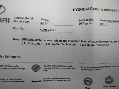NEW - OEM Illumindated Door Sill Plate LH & RH For 2018-2019 Hyundai Sonata