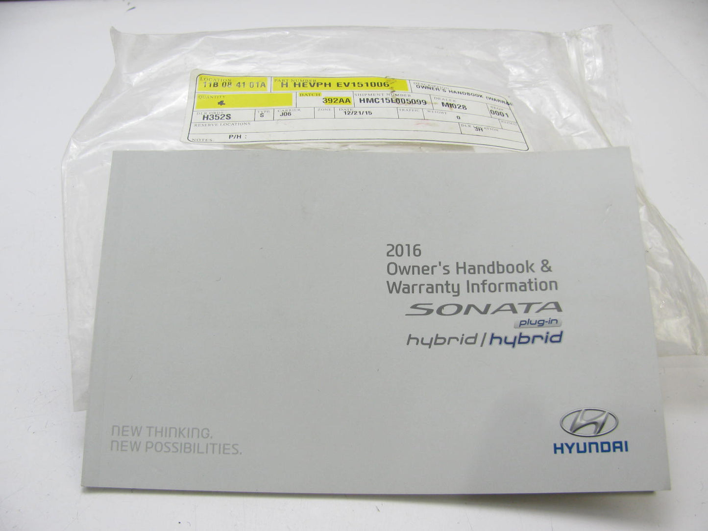 NEW - 2016 Sonata Hybrid Owner's Handbook & Warranty Information Booklet